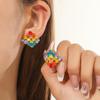 Korean Style Ceramic Rose Stud Earrings and Ear Cuffs