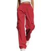 Women's Casual -Color Workwear Pants With Multiple Pockets And Wide Legs