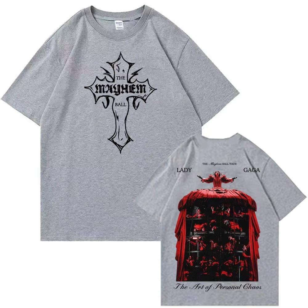 

2025 Lady Gaga Mayhem Ball Tour Personal Chaotic Art Shirt Graphic Shirt Fan Gift Pure Cotton T-shirt Comfortable Breathable 4XL