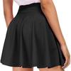 Ladies Fashion Casual Skirt A-Line Mid-Length Dress Elastic Waist Short Pleated Skirt