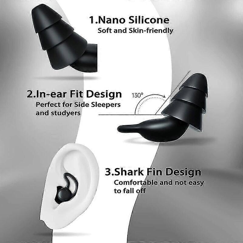 2 Pair of Side Sleeping Silicone Ear Plugs - Reusable and Washable Hearing Protection - Ideal for Snoring, Working, Sleeping, Traveling