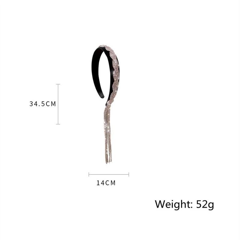 Long Tassel Asymmetry Rhinestone Headband for Women Black Velvet HairClip Wedding Hair Accessories Jewelry