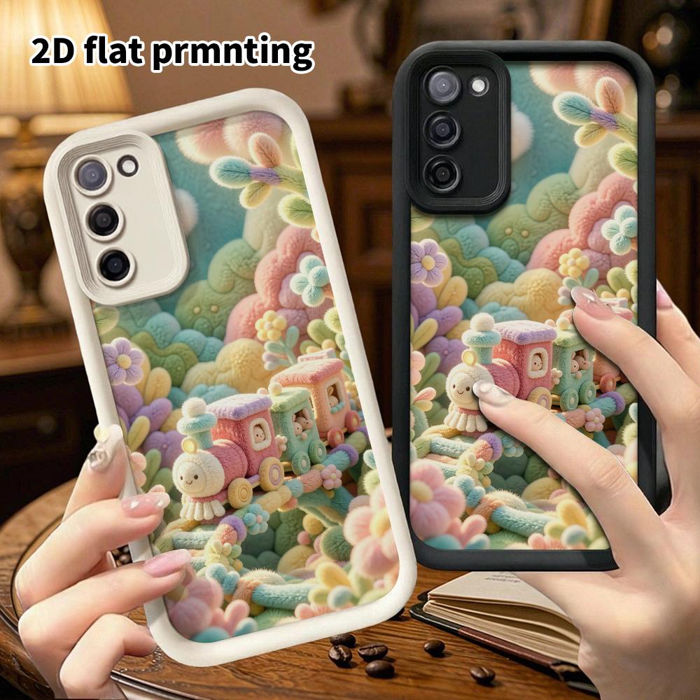 Phone Case: 2D Flat, Fits Samsung Galaxy A34 A35 M05 M06 S20 S22 S21 FE Plus 5G Protective Case, Flower Sea Little Train, Perfect Christmas and Hallow