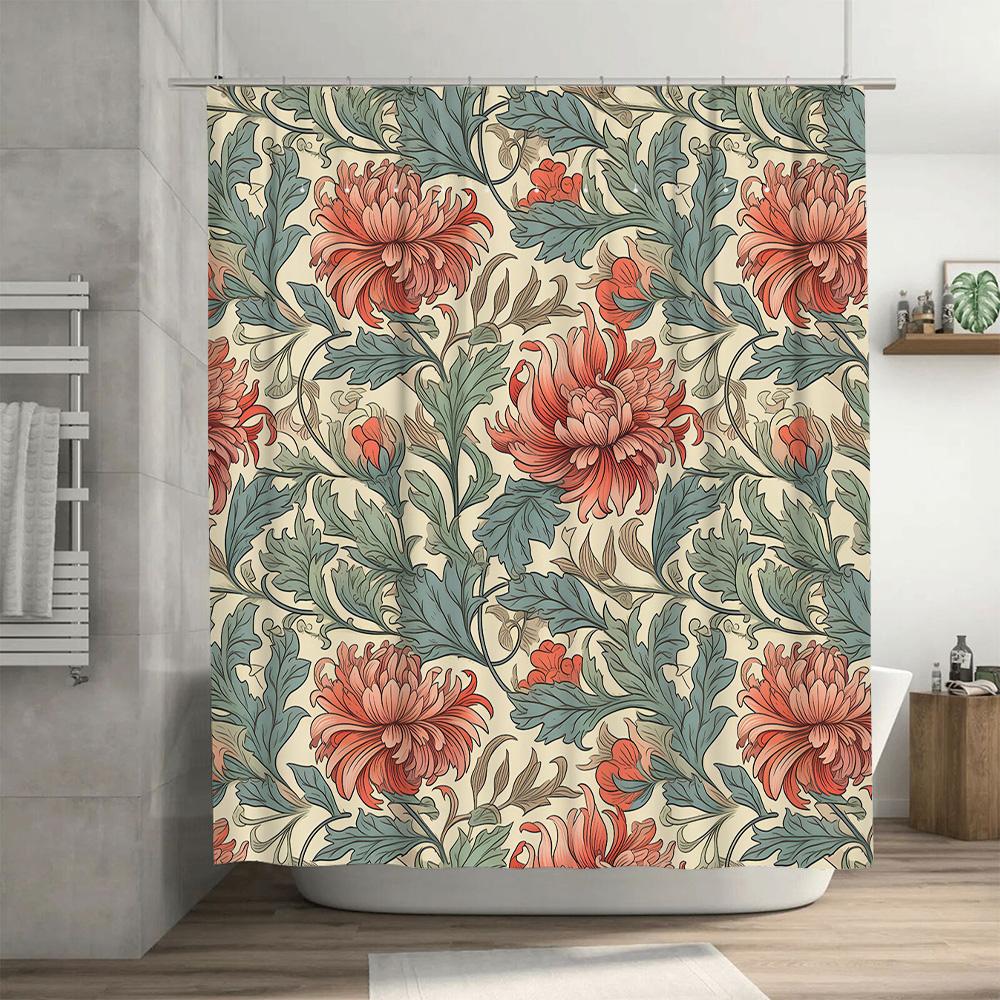 Artistic Shower Curtain: Van Gogh's Chrysanthemums Flowers Canvas Bath Decoration Home Decorative Waterproof Fabric