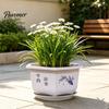 Breathable Planters for Roses Hydrangeas Hexagonal Flower Pot with Drainage Holes & Saucer Indoor Outdoor Plants, Durable Weather Resistant
