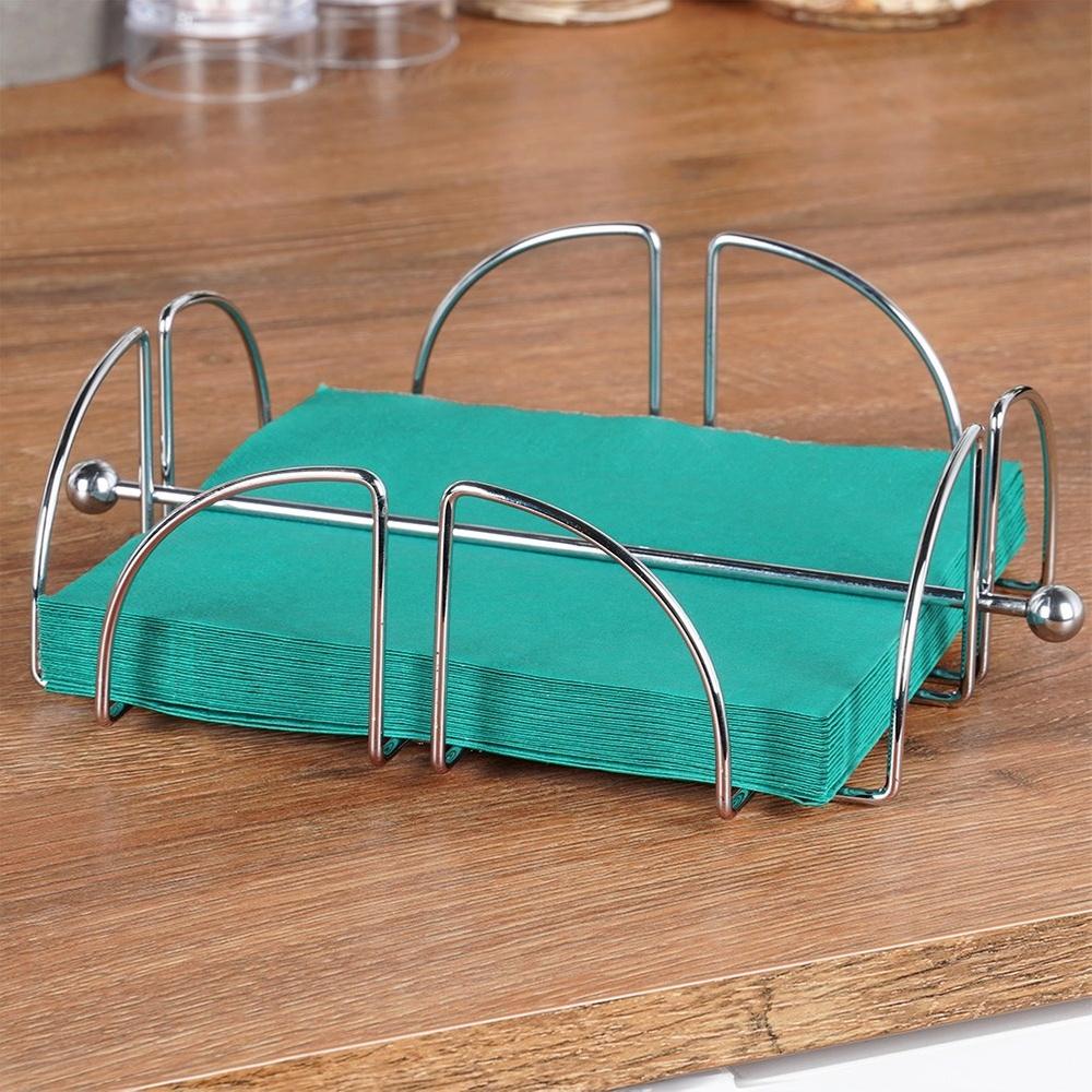 Napkin Holder, Steel Silver Napkin Stand, Tissue Holder with Press