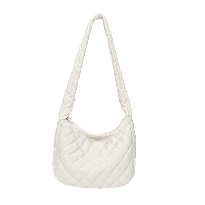 

Хлопковая одежда большая сумка женская ромбовидная вышивка нитью ленивая сумка-тоут 2025 новая модная и легкая наплечная сумка-мессенджер one size fits all белый