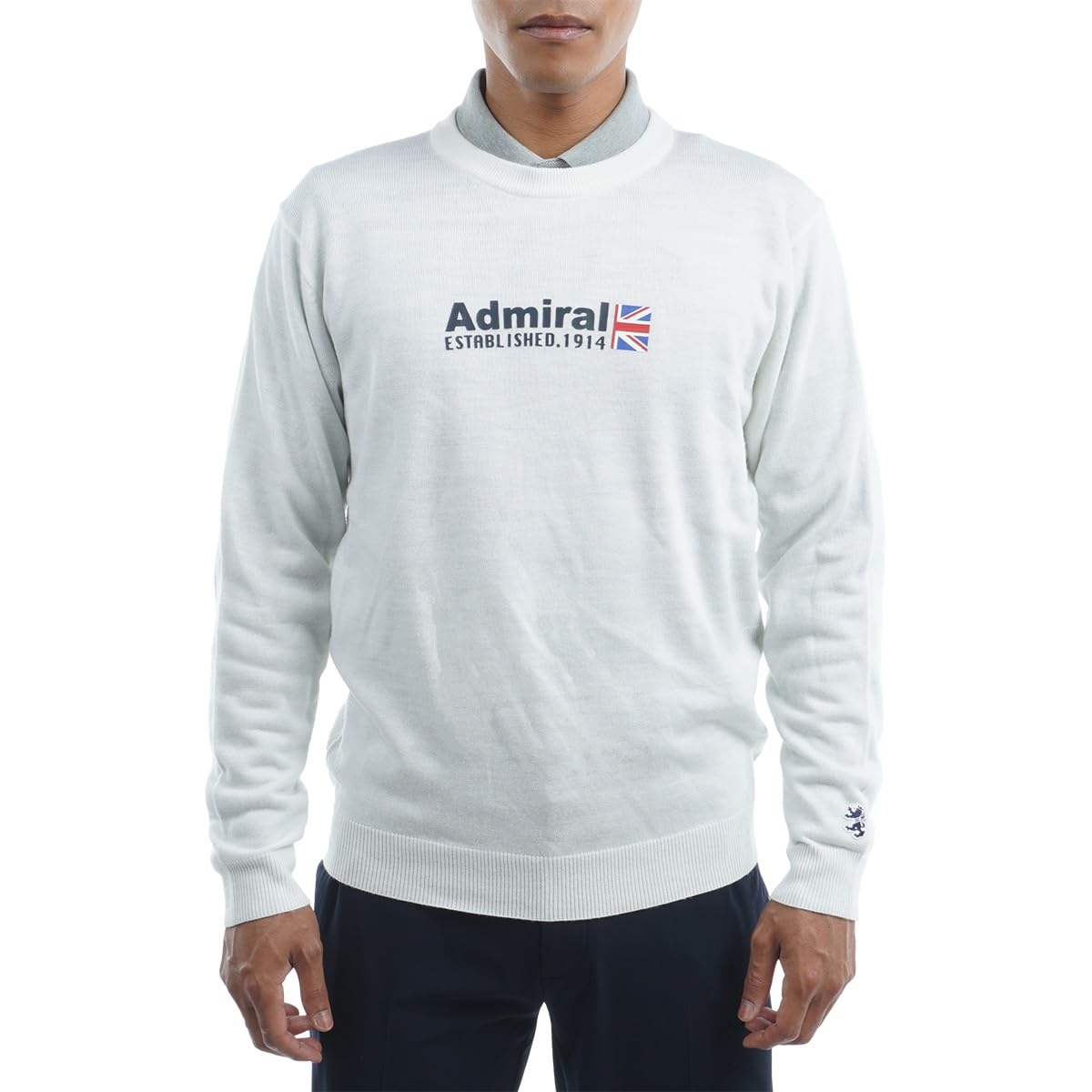 

Admiral Golf ADMA264 Men s Crew Neck Sweater with Front Logo, White, Size M