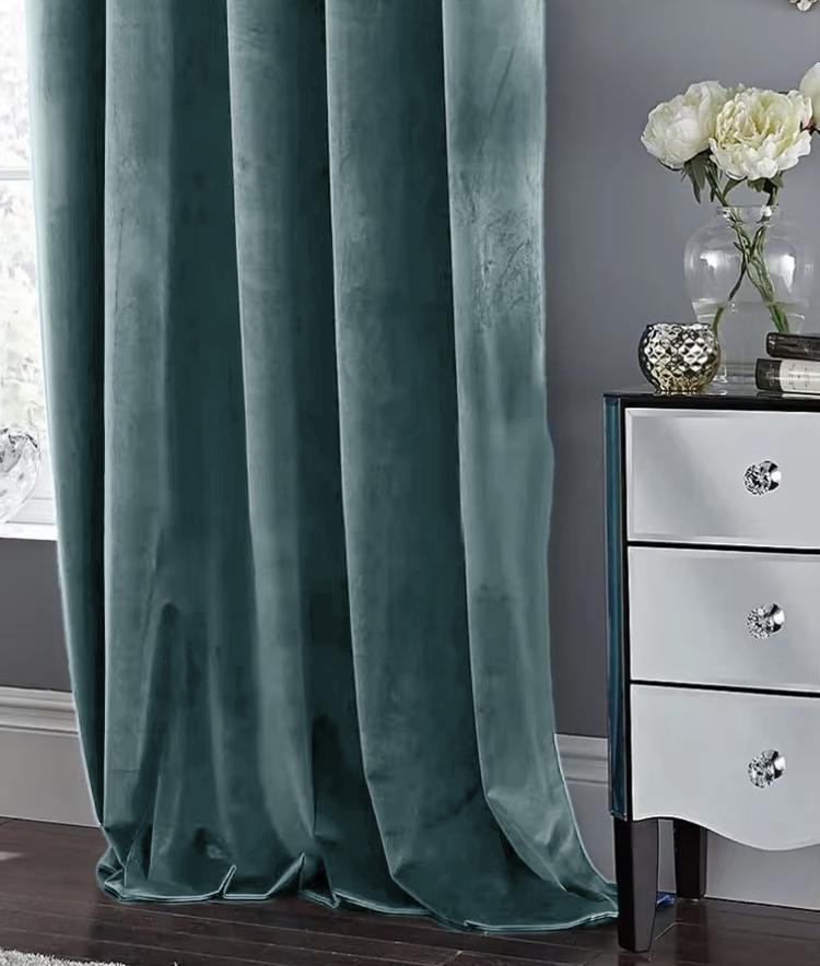 90% Thick Velvet Blackout Curtain With Grommets Cool Blue 140X250