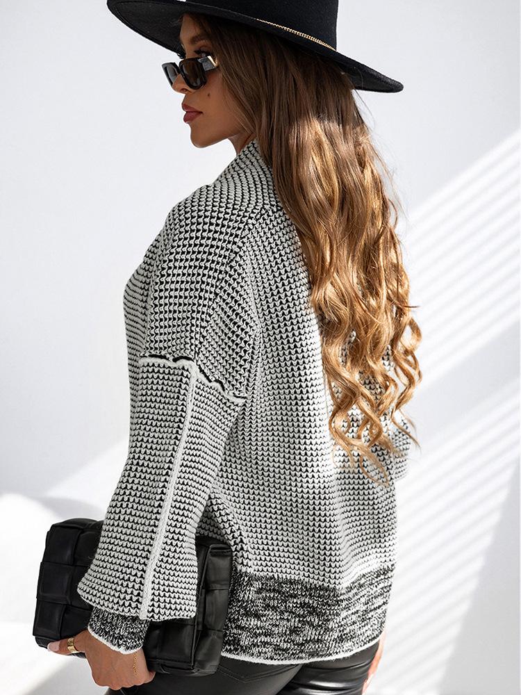 European & American Style Women's Long Sleeve Knit Cardigan Jacket