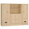 Buffet - 3-piece Set - Sonoma Oak - Durable Engineered Wood - Large Storage Capacity