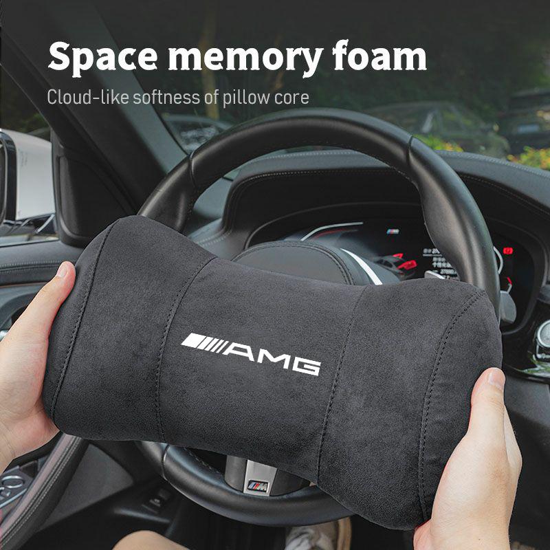 Car Seat Safety Headrest Pad Auto Emblem Neck Pillow For Mercedes Benz AMG W203 W206 W220 W205 W211 W212 W201 W168 W169 W167 GLC