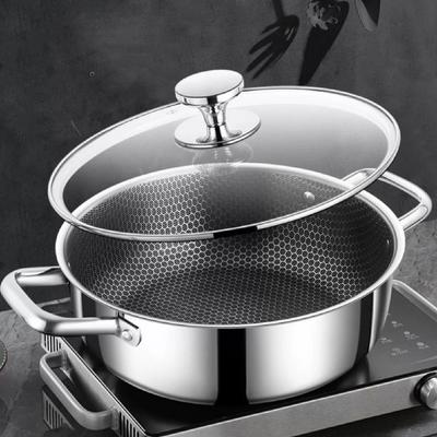 Ανοξείδωτη κατσαρόλα σούπας Wok Αντικολλητικό τηγάνι με καπάκι Honeycomb Home Hot Pan Επαγωγική εστία Σόμπα αερίου Σκεύη κουζίνας