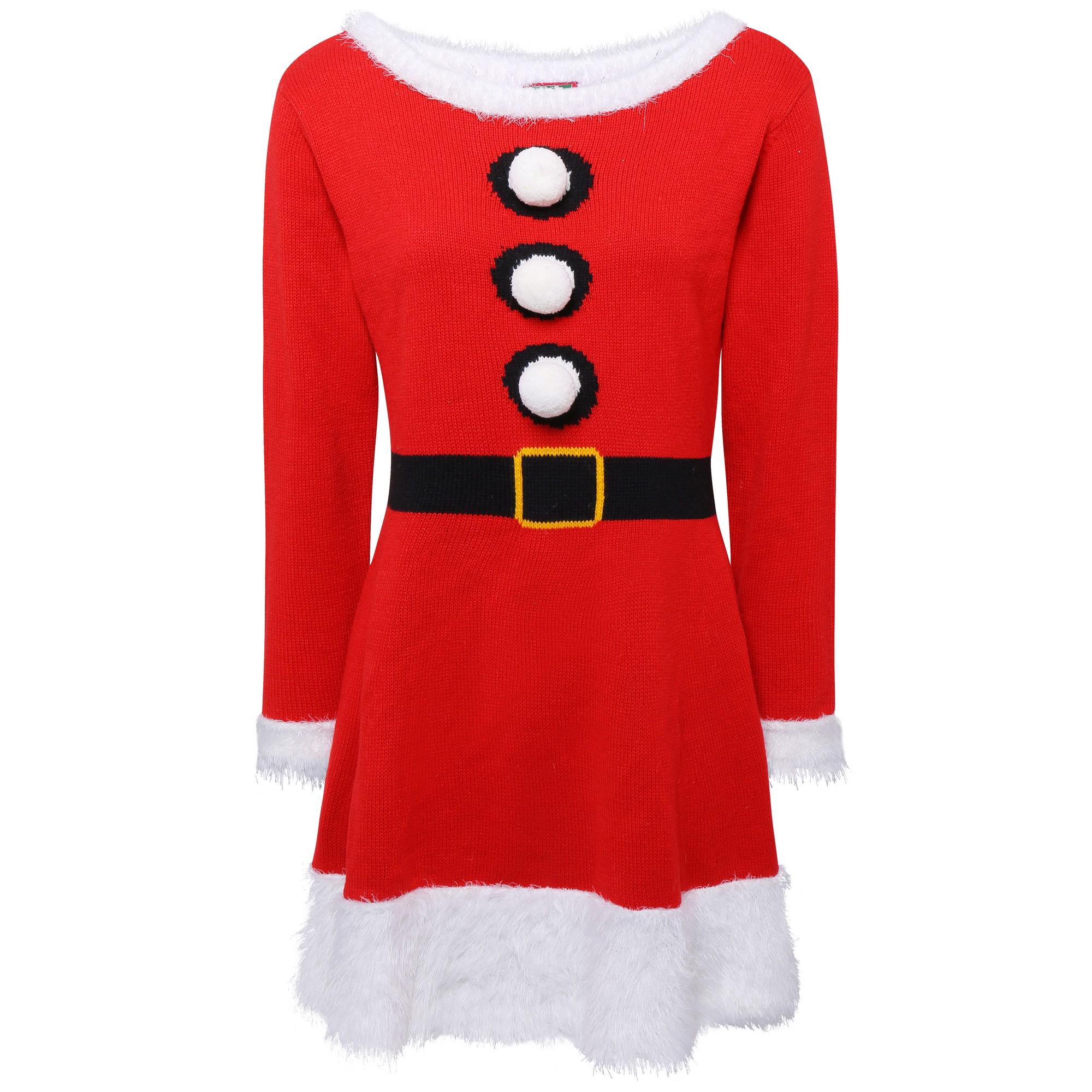 Christmas Shop Vestido de punto navideño para mujer M rojo