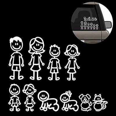 (Pack Of 10) Happy Family Self Decal Stickers Car Stickers White