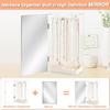 Jenseits Necklace Organizer with Mirror, Acrylic Necklace Holder Organizer w/Velvet Tray, 24 Hooks Jewelry Organizer Holder Storage Stand, Ring Earri