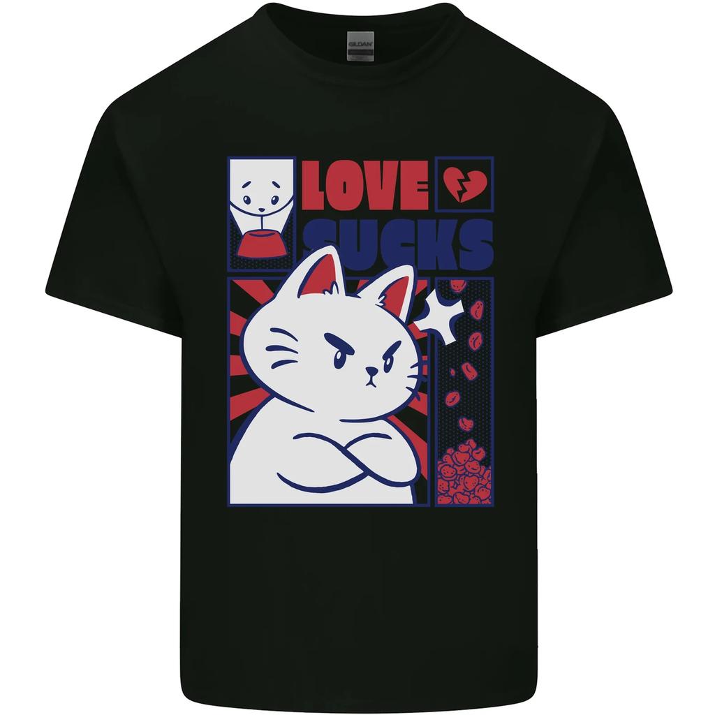 Cat Love Sucks Anti Valentines Singles Day Kids T-Shirt Childrens