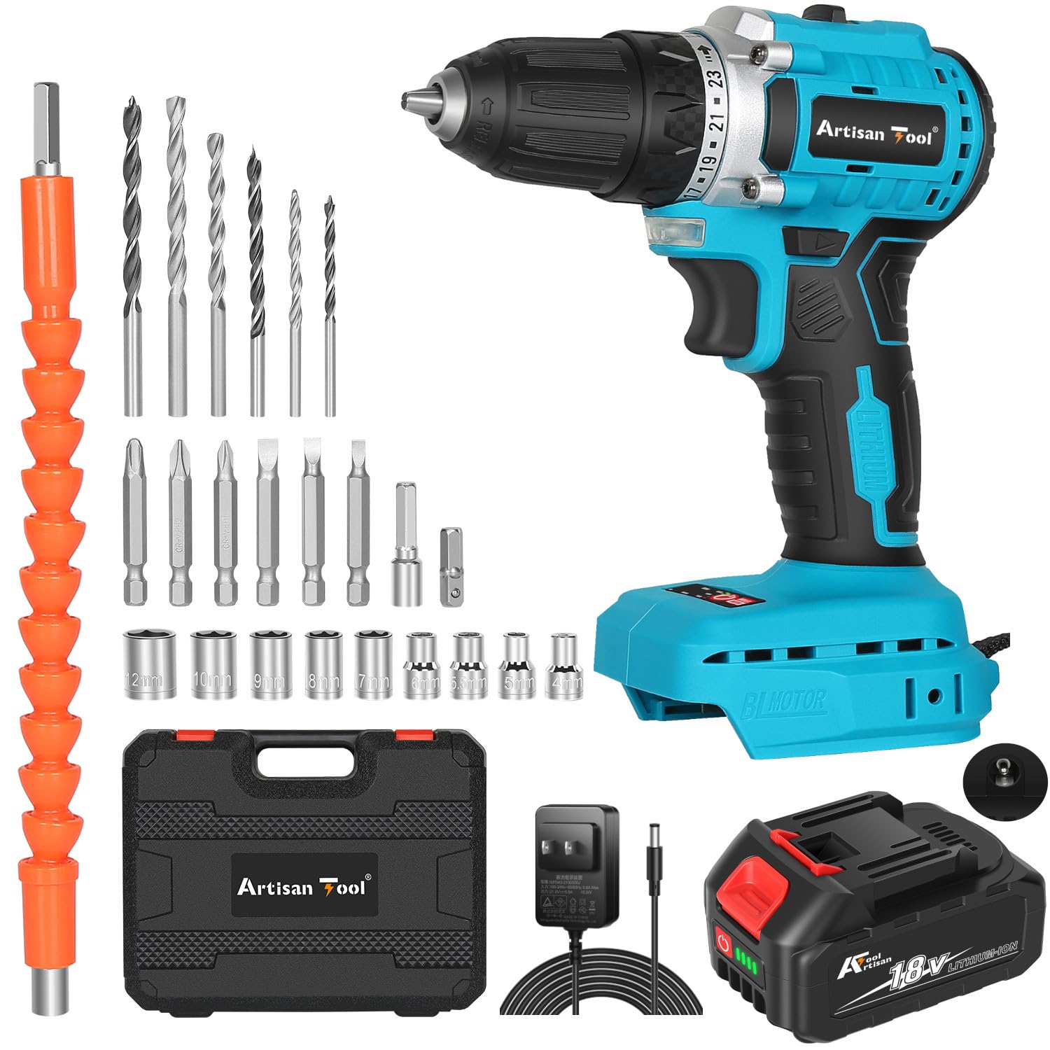 

Инструмент Artisan Дрель-шуруповерт Компактный и легкий Электрический Примерно Крутящий момент Максимальный Легкий Скорость Светодиод Идеально подходит для сборки мебели и дома