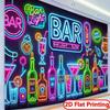 2D Colorful Neon Bar Backdrop Wine Bottle Night Party Photo Prop
