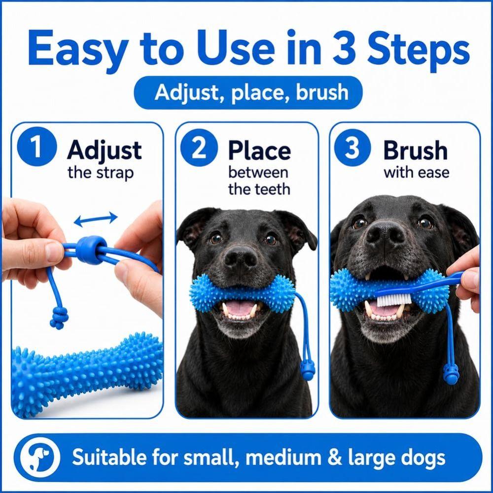 Quick Brushing Dog Dental Chews Toy Blue Dog Toothbrushing Toy Pet Oral Care