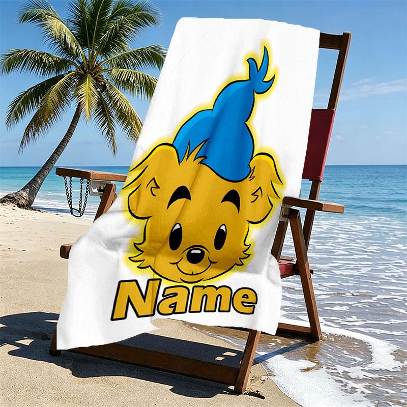 Custom Name Personalized Bamse Print Beach Towel, for Trip Camping Beach Party Home Decor, Birthday Gift for Family & Friends