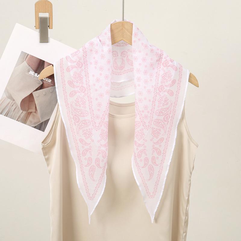 Silk Print Versatile Triangle Scarf: Cashew Large Square for Headscarf or Waistband
