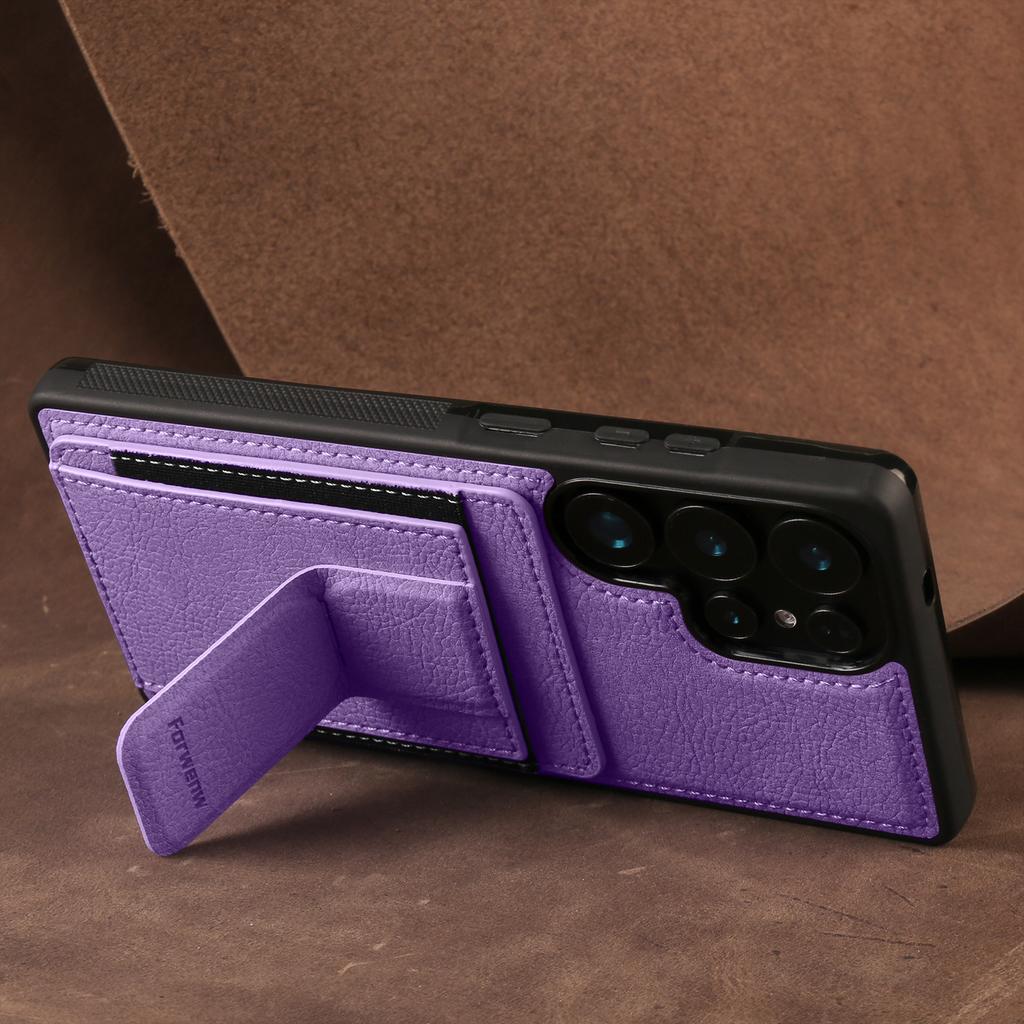 Business Magnetic Cards Solt Leather Phone Case For Samsung S26 Ultra S25 Plus S24 A36 A56 A16 A17 A07 Invisible Bracket Cover
