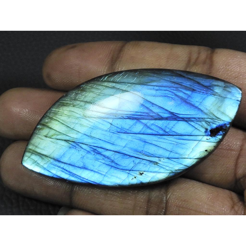 29Cts.Natural Labradorite Blue Fire Fancy Cabochon Loose Gemstone 32X65X08MM B-29