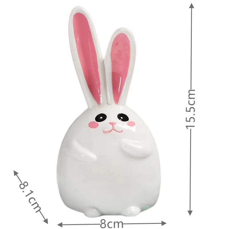 Cute Rabbits Ceramics Piggy Bank Creative Coin Money Storage Jar Creative Cute Girls Boys Birthday Gift Home Desktop Decoration
