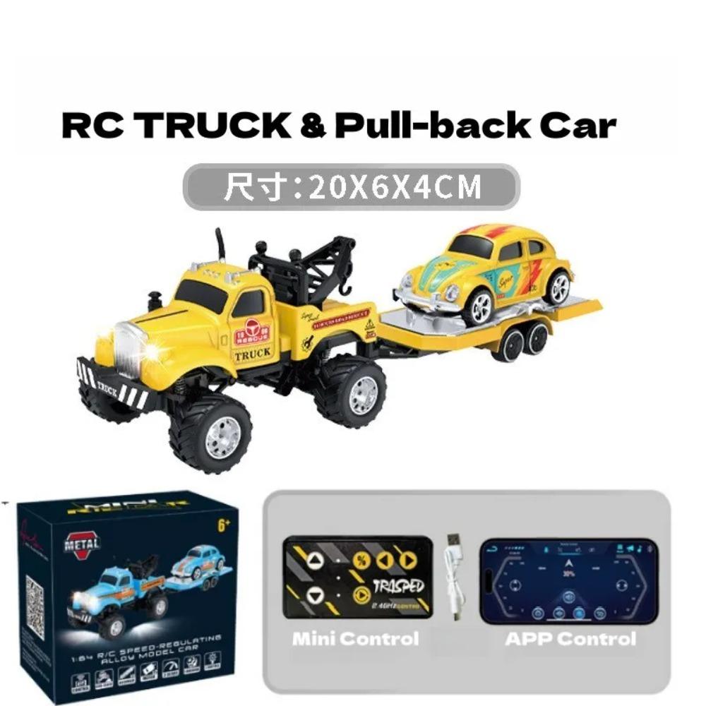 APP1: 64 Mini Alloy Remote Control Truck with Return Power Car Model Male Toy Gift Indoor and Outdoor Toy Car Off road Vehicle T