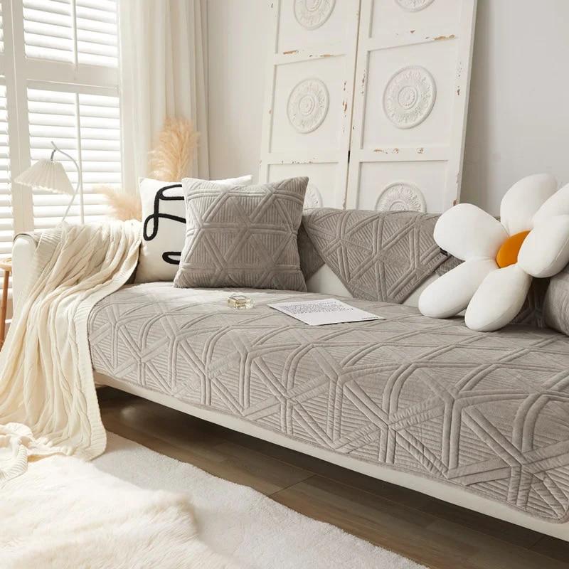 Nordic Solid Color Universal Sofa Cover for Living Room Non-slip Sofa Cushion Couch Towel Thicken Plush Sofa Towel Home Decor