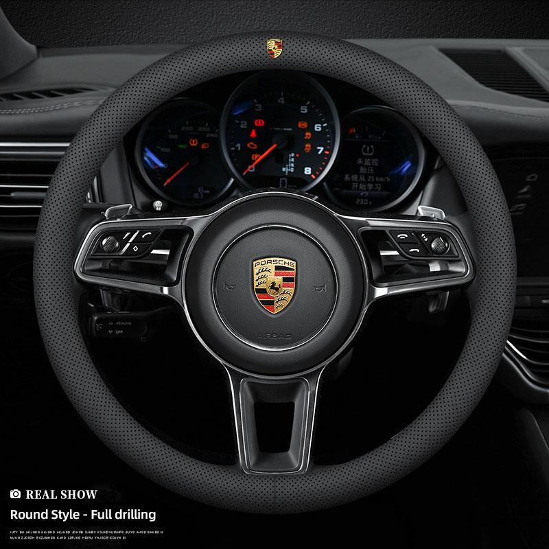 Microfiber Car Leather Steering Wheel Cover Accessories For Porsche 911 718 Taycan Panamera Cayenne Macan Boxster Cayman Pajun