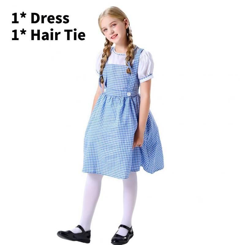 

Wizard Of The Oz Dorothy Gale Blue Checkered Roleplay Dress Halloween Costumes Child 150