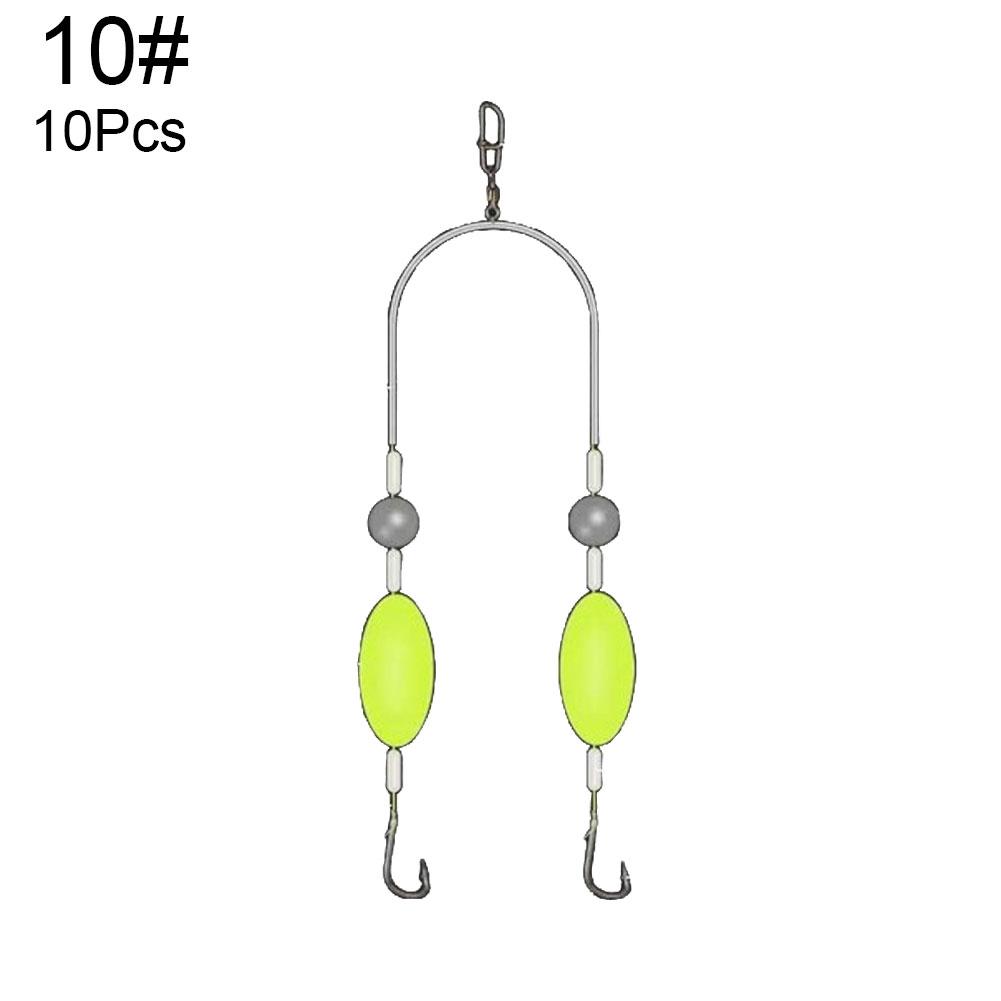 

10PCs Double Reverse Fishing Hook Set,Double-Hook Reverse Bottom Rig, Anti Tangle Split Fishing Hooks For Freshwater & Saltwater