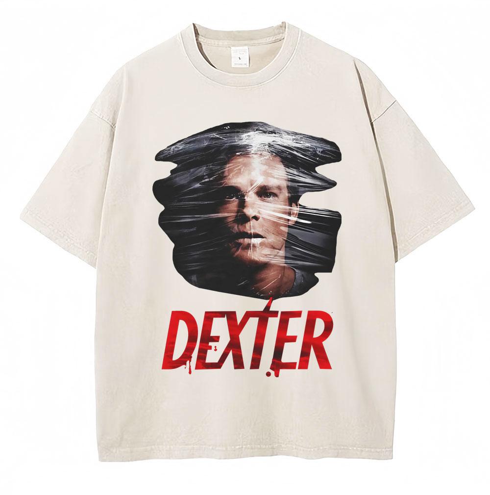 Washed Tv Series Dexter Morgan Vintage Graphic T-shirt Men Women Vintage Style T Shirt Cotton Gothic Oversized Casual T-shirts S