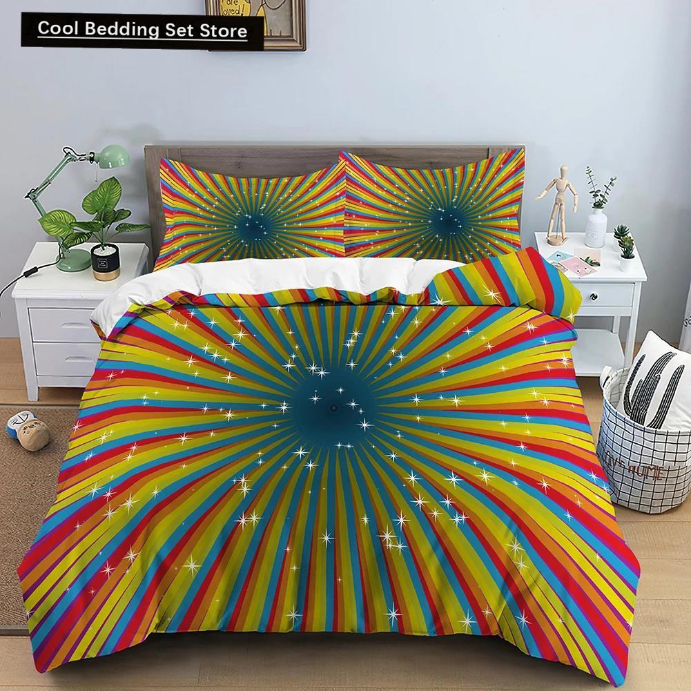 Abstract Psychedelic Bedding Set Mystic Duvet Cover Set Pillowcase Quilt Cover EU Double King Size Youth Polyester Quilt Cover