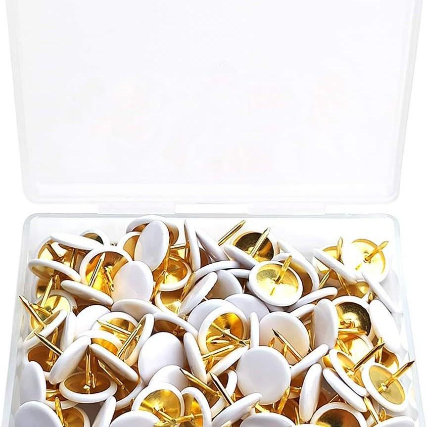 100-Piece Box of Color-Selectable Plastic-Coated T-Pins for Creative Projects, Large-Headed American Pushpins