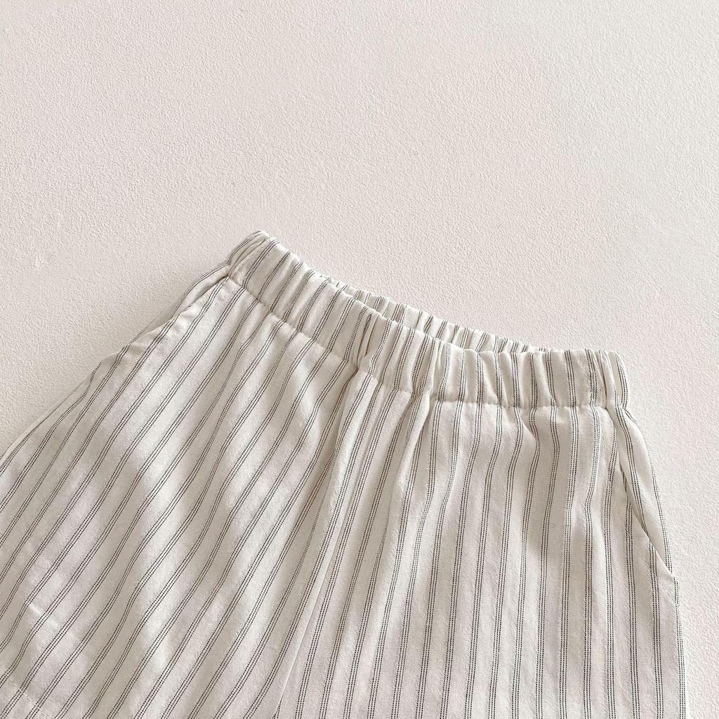 Children's Summer Striped Sibling Outfit: Boys' Shorts & Girls' Dress Set 2025