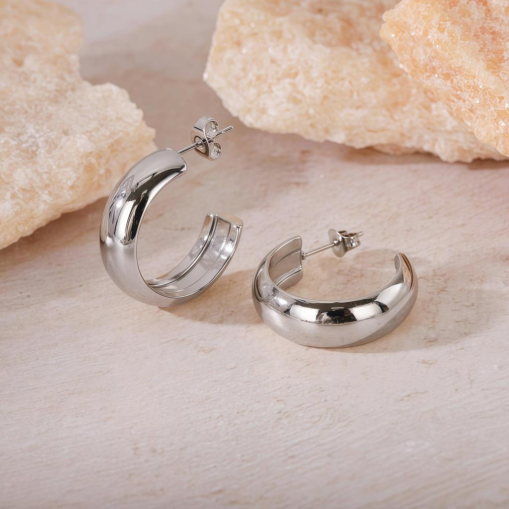Titanium Steel Light Luxury Colorfast Hoop Earrings with High-End Feel