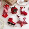 Assorted Shapes Christmas Fabric Ornament Foam Inner Holiday Fabric Charm  Seasonal Display
