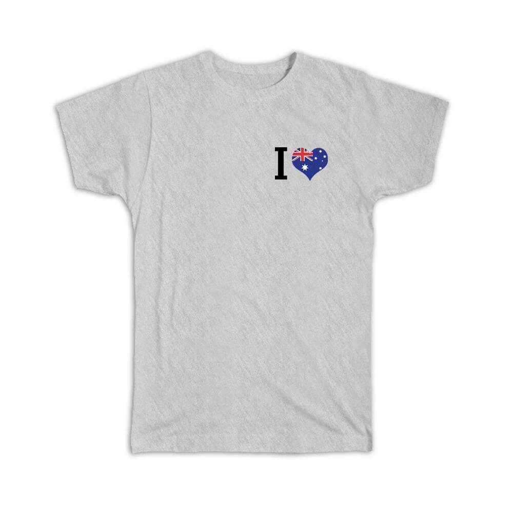 Gift T-Shirt : I Love Australia Flag Heart Crest Country Australian Expat 4XL
