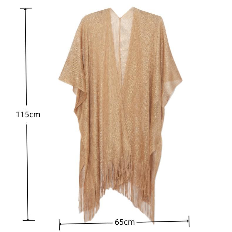 European & American Style Gold and Silver Tassel Cape - Women's Transparent Summer Shawl