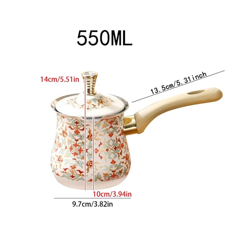 Steel Turkish Coffee Pot With Heat Resistant Wooden Handle For Brewing Coffee And Heating Milk Chocolate Butter Soup