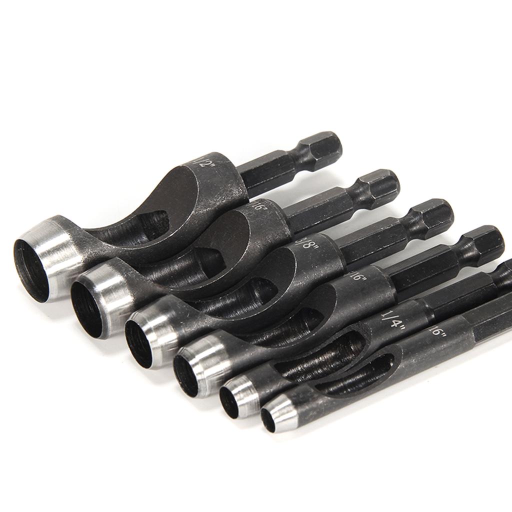 Leather Hole Punch 1/4inch Handle Extended Hex Shank Drill Carbon Steel Hollow Punch for Fabric and Leather Working