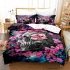 Roses and Skulls All Season Twin Bedding Set Single Twin Full Queen King Size Bed Set Aldult Kid Bedroom Duvetcover Sets Anime