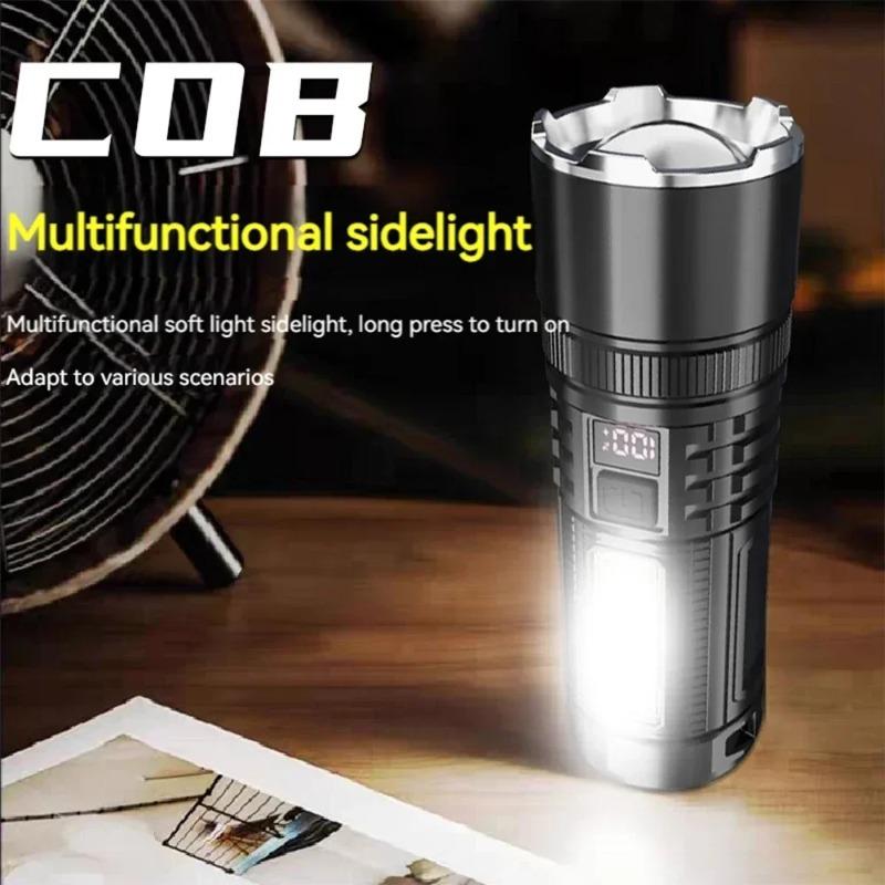 Most Powerful LED Flashlight 3000mah High Power Rechargeable Torch Tactical Lantern Ultra Powerful COB Flashlight With Type-C Charge
