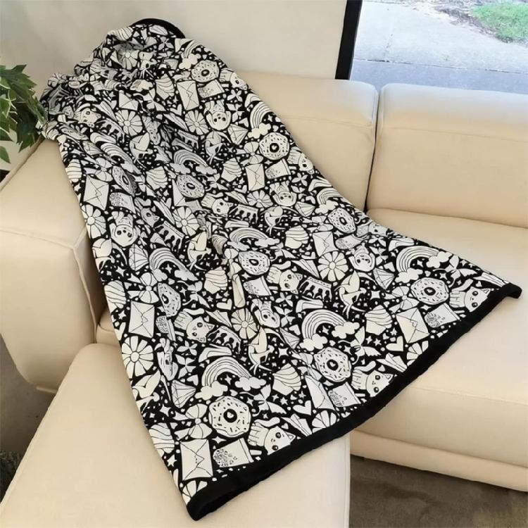 Coperta da Colorare Fai da Te, Colora la Tua Coperta Plaid 50 × 60 pollici Coperte Lavabili da Colorare con Set di 12 Pennarelli Colore Regalo