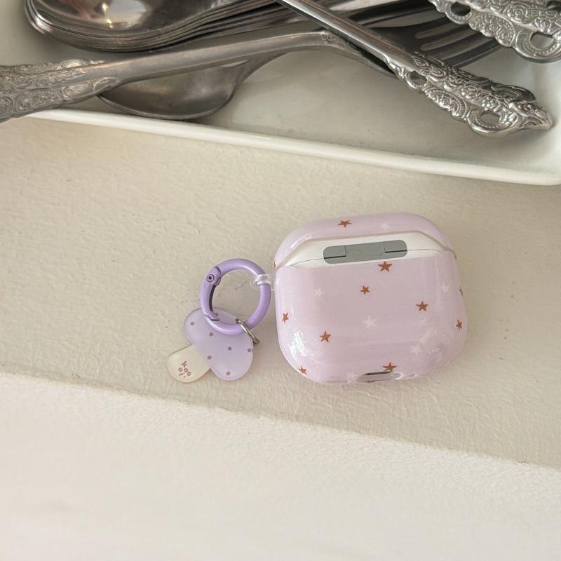 Purple Background Brown and White Star AirPods 1 Generation Earphone Case for Apple Earphones AirPods 1 Generation Pro1 Generation