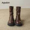 Brown short boots new autumn and winter platform retro medium tube Maillard velvet Martin boots