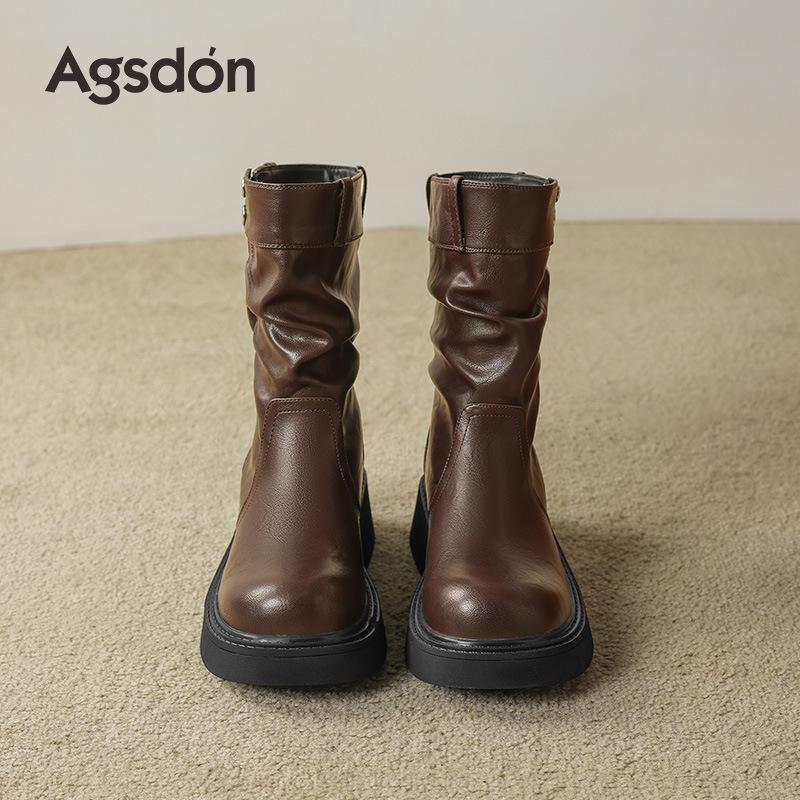 Brown short boots new autumn and winter platform retro medium tube Maillard velvet Martin boots